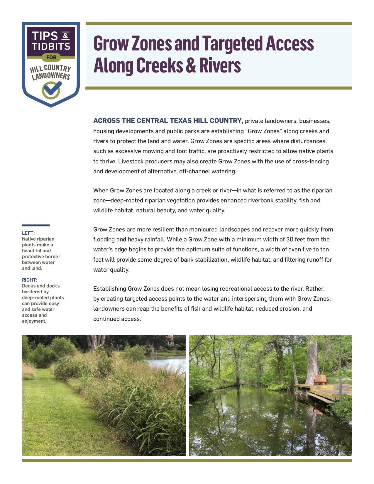 Cover for PDF "Grow Zones and Targeted Access Along Creeks & Rivers"