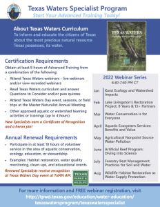 Flyer for Texas Water Specialist Program
