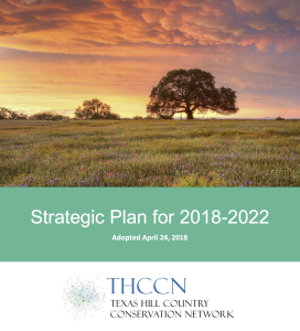 Cover for the 2018-2022 Network Strategic Plan shows an oak tree in a field at sunset.
