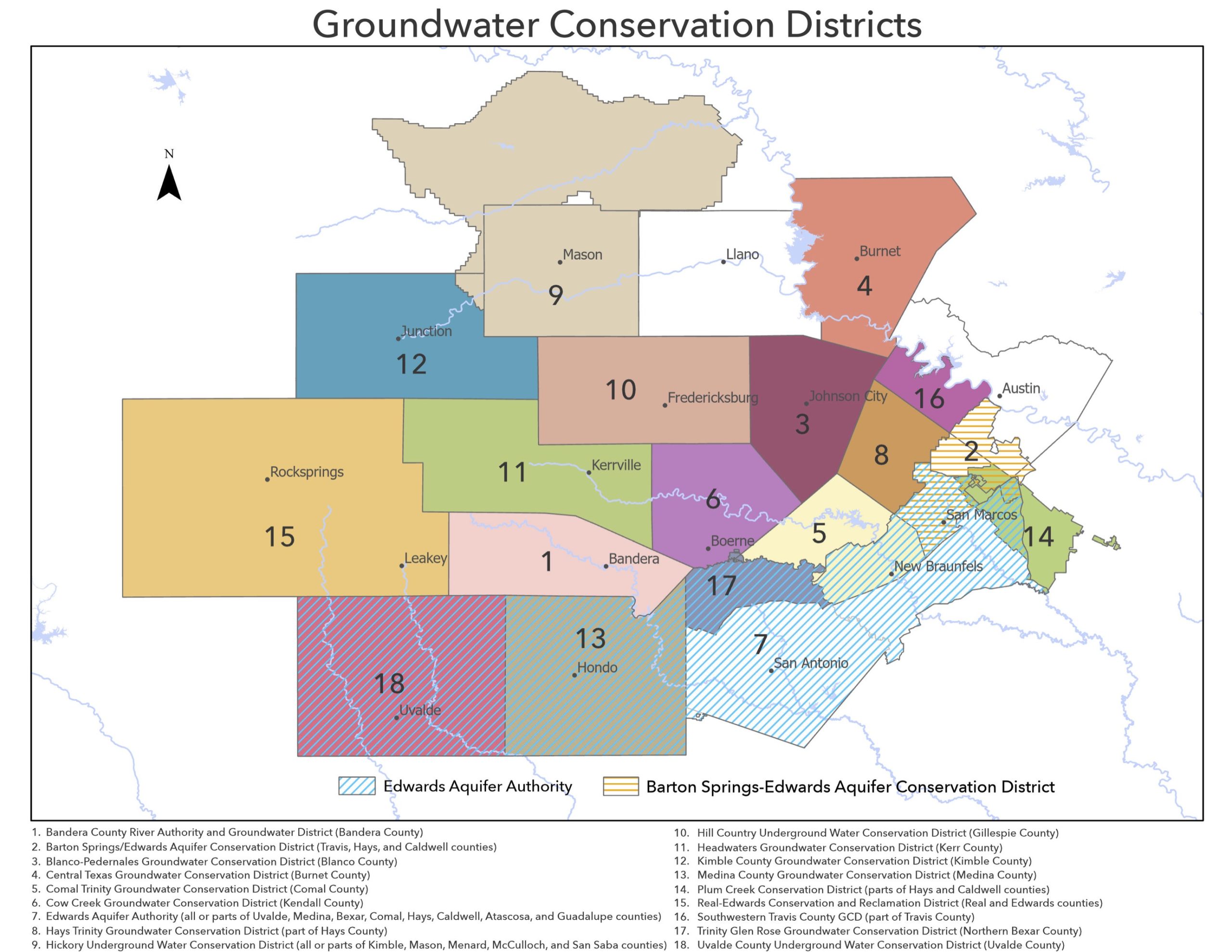  Map of Hill Country Groundwater Conservation Districts