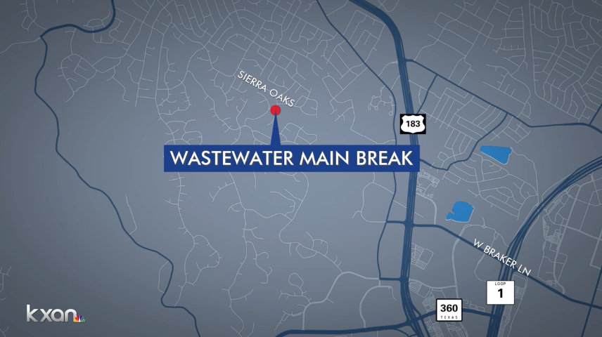 Austin wastewater main break causes 100,000-gallon sewage spill