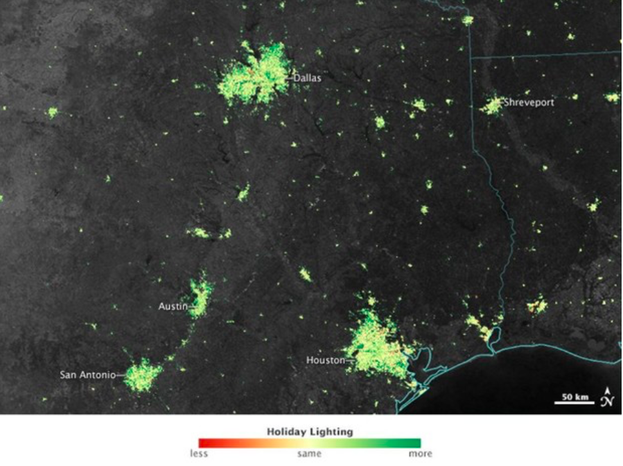 America’s holiday lights can be seen from space