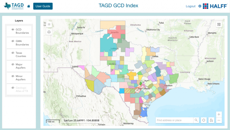 Click to explore the Texas Alliance of Groundwater Conservation Districts' GCD Index